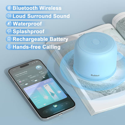 Bobtot Portable Bluetooth Speakers with Strap Easy to Carry, Wireless IPX5 Waterproof Mini Speaker with Loud Stereo Sound, 20 Hours Playtime, Rechargeable Battery, Built-in Microphone (Green)
