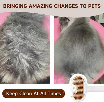 Cat Steam Brush for Dogs & Cats – 3-in-1 Pet Deshedding Tool for Long & Short Haired Pets, Grooming Shedding Brush-Contains shampoo