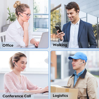 New bee Bluetooth Headset V5.1, 72H Talktime Wireless Bluetooth Earpiece for Cellphone with 500mah Charging Case Dual Mic Noise Cancelling Hands-Free Earphones for Office Driver Calls
