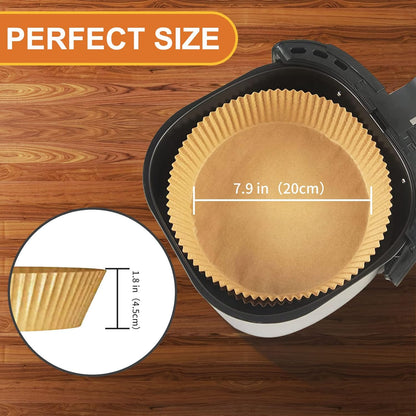 GOFFUGT Air Fryer Disposable Paper Liner,100PCS Round Airfryer Paper Liners,9" Natural Parchment Paper for Air Fryer Oil-Proof Water-Proof,Food Grade Parchment for AirFryer,Steamer,Microwave Etc