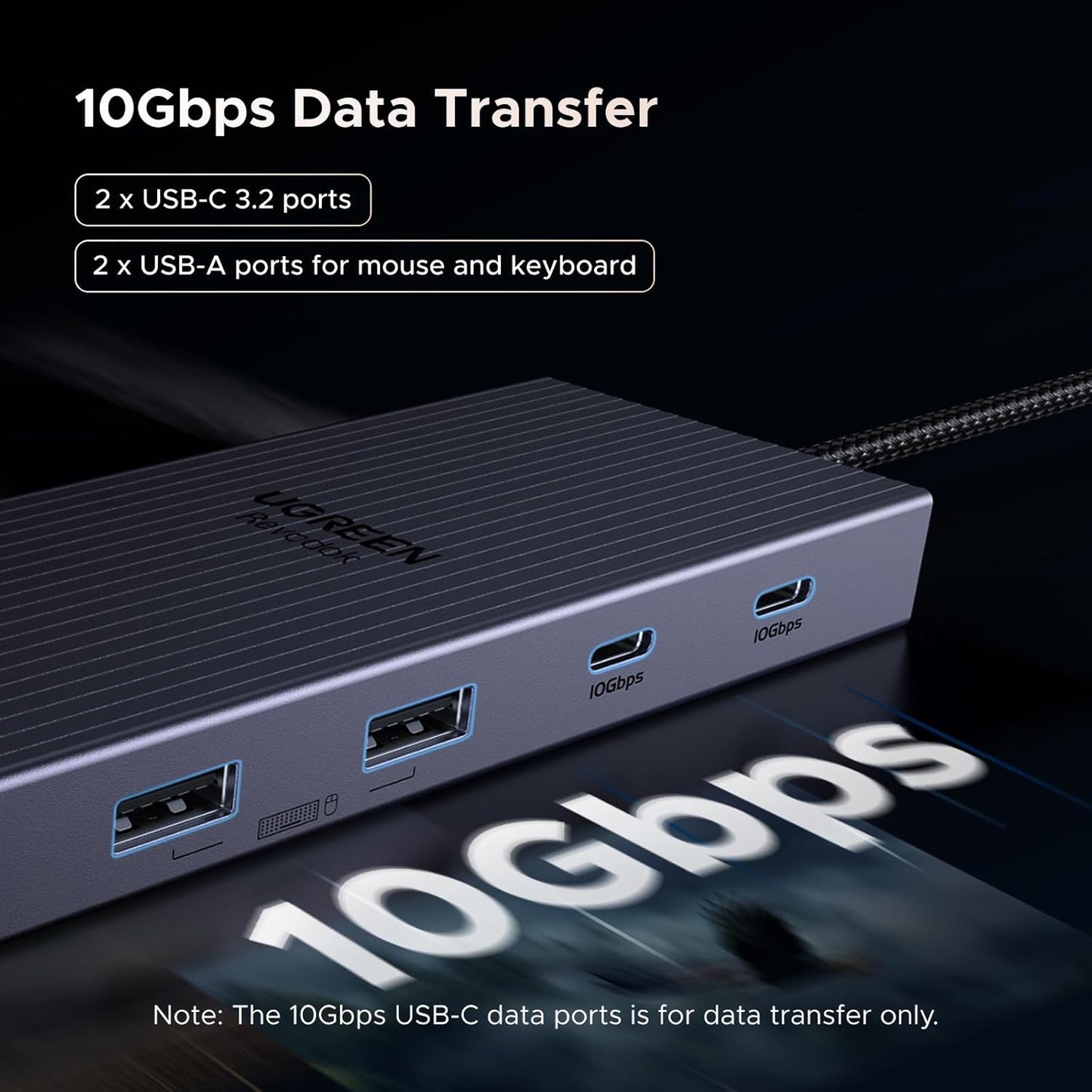 UGREEN USB C Hub(11 in 1), Revodok Pro 4K@120Hz DisplayPort, 4K HDMI, 2x 10Gbps USB-C Data, 100W PD, 1000Mbps Ethernet, SD/TF, 3.5mm, Laptop Docking Station for XPS, Surface, Thinkpad, Zenbok and More