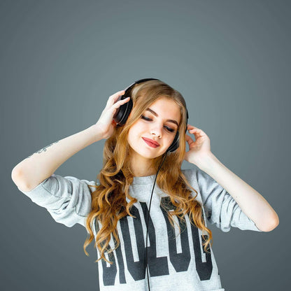 LORELEI X6 Over-Ear Wired Stereo Bass Headphones with Microphone, Lightweight, Foldable & Portable with 1.45M No-Tangle for Smartphone, Tablet, MP3/4, Space Black