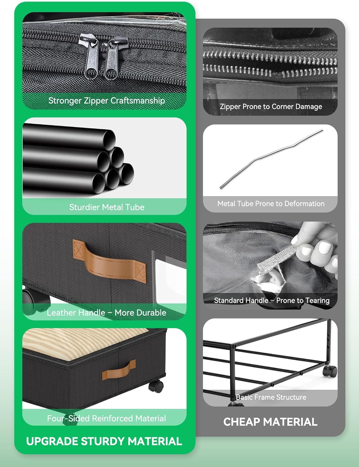 Under Bed Storage Bins | Foldable Clothes Organizer | Shoe Storage Container | Bedroom Furniture Storage | Rolling Under Bed Storage - PuriLite