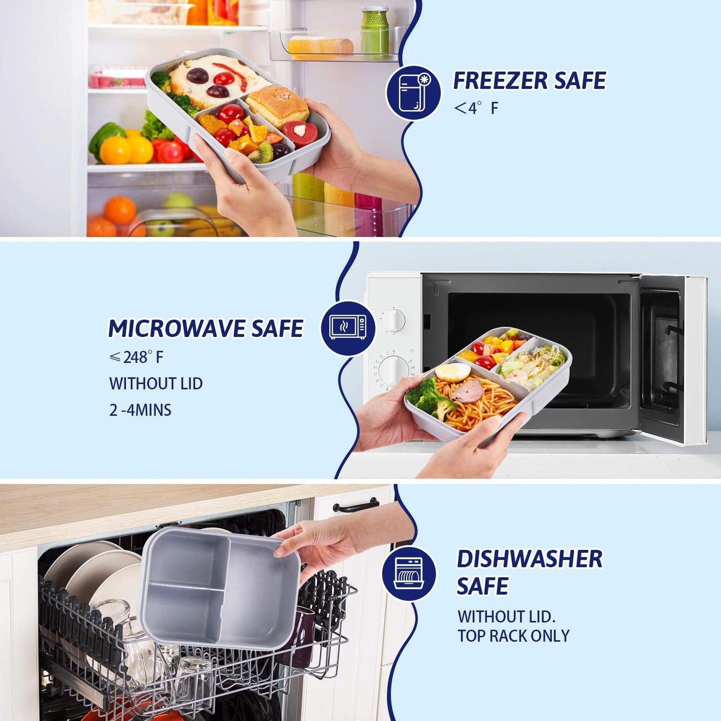 MISS BIG® Bento Box,Lunch Box Adult,Ideal Leak Proof Lunch Containers,Mom's Choice Lunch Box for Kids,No BPAs and No Chemical Dyes,Microwave and Dishwasher Safe Lunch Container (1900ml White)