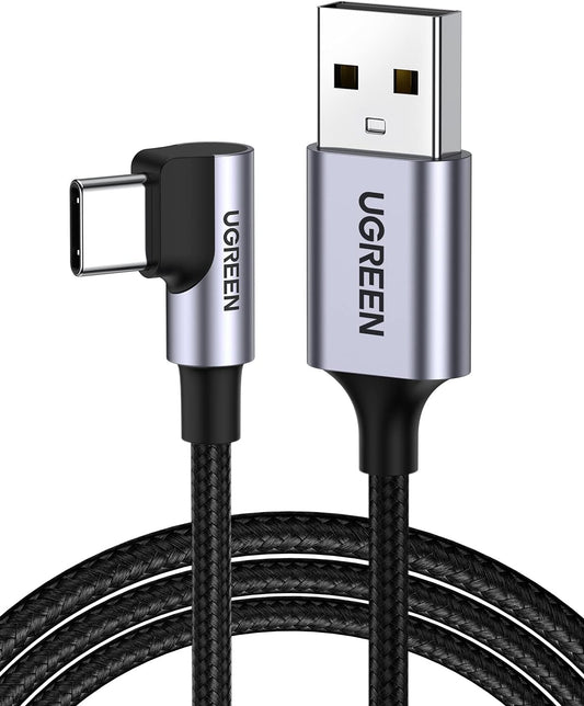 UGREEN USB C Cable 90 Degree Right Angle, Type C Fast Charging USB to USB C Cord Nylon Braided Compatible with iPhone 16 15 Pro, PS5 Controller, Galaxy S25 S24 Ultra, LG Velvet, 10ft