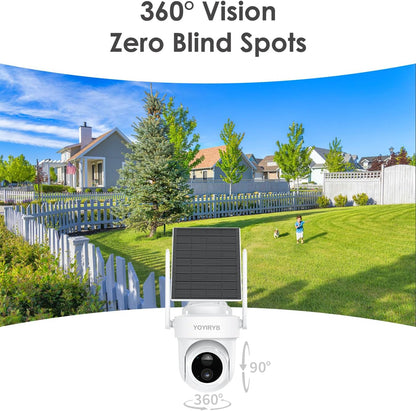 Security Cameras Wireless Outdoor, No Subscription, [2025 New] 4K Home Security Camera System for Camera Surveillance, Flexible Solar Panel, 360° Tracking & Color Night Vision, 2.4&5G WiFi, Easy Setup