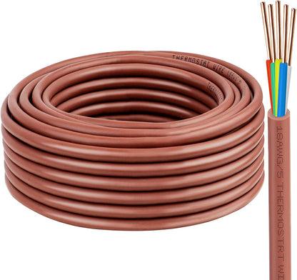 XRDS -RF 18/5 Thermostat Wire - 75 Feet, 5 Conductor Thermostat Cable for HVAC Heating and Cooling - 18 AWG Copper Wire