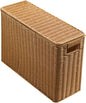 Narrow Wicker Storage Basket | Plastic Rattan Organizer | Rectangular Storage Box with Lid | Home Organization Basket | Lightweight Storage Container - PuriLite