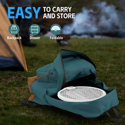 2 in 1 Electric Fly Swatter, 4000V Foldable Bug Zapper Racket, Rechargeable Mosquito Racket with UV Light Trap, Electronic fly zapper with 3 Layer Safety Mesh for Indoor and Outdoor, USB C, Dual Modes