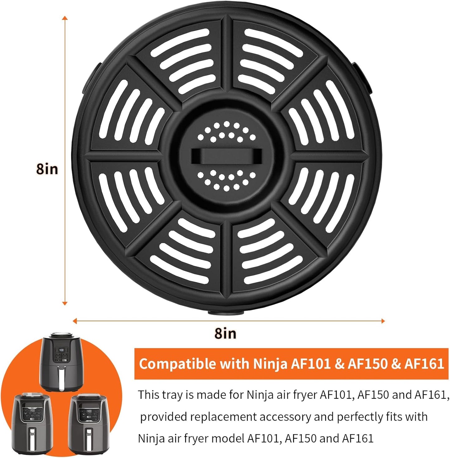 Air Fryer Basket Replacement Basket and Tray for Ninja AF161, Air Fryer Accessories for Ninja AF150 and AF161, Non-Stick Air Fryer Basket with Cover for Ninja AF150 and AF161, Dishwasher-Safe Basket