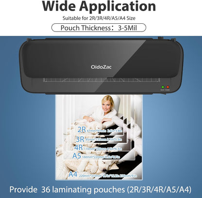 Laminator Machine, 11 in 1 Laminating Machine with 36 Laminating Sheets, A4/Letter Size Desktop Thermal Laminator 2 Temperature Modes 3 Cutters Built-in Paper Trimmer for Office School Home