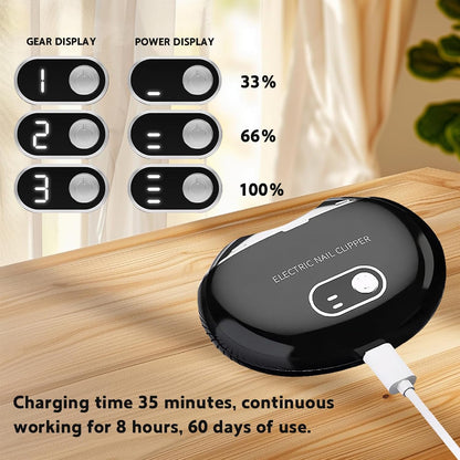 Electric Nail Clippers for Adult, 3-Speed Electric Automatic Nail Clipper for Baby, Kids, Seniors, Rechargeable Nail Trimmer with Nail Scraps Storage (Black)