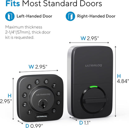 ULTRALOQ U-Bolt Smart Lock + WiFi Bridge, 5-in-1 Keyless Entry Door Lock with WiFi, Bluetooth, App and Keypad, Smart Deadbolt Lock Front Door, ANSI Grade 1 Certified, 1Year Battery, Satin Nickel