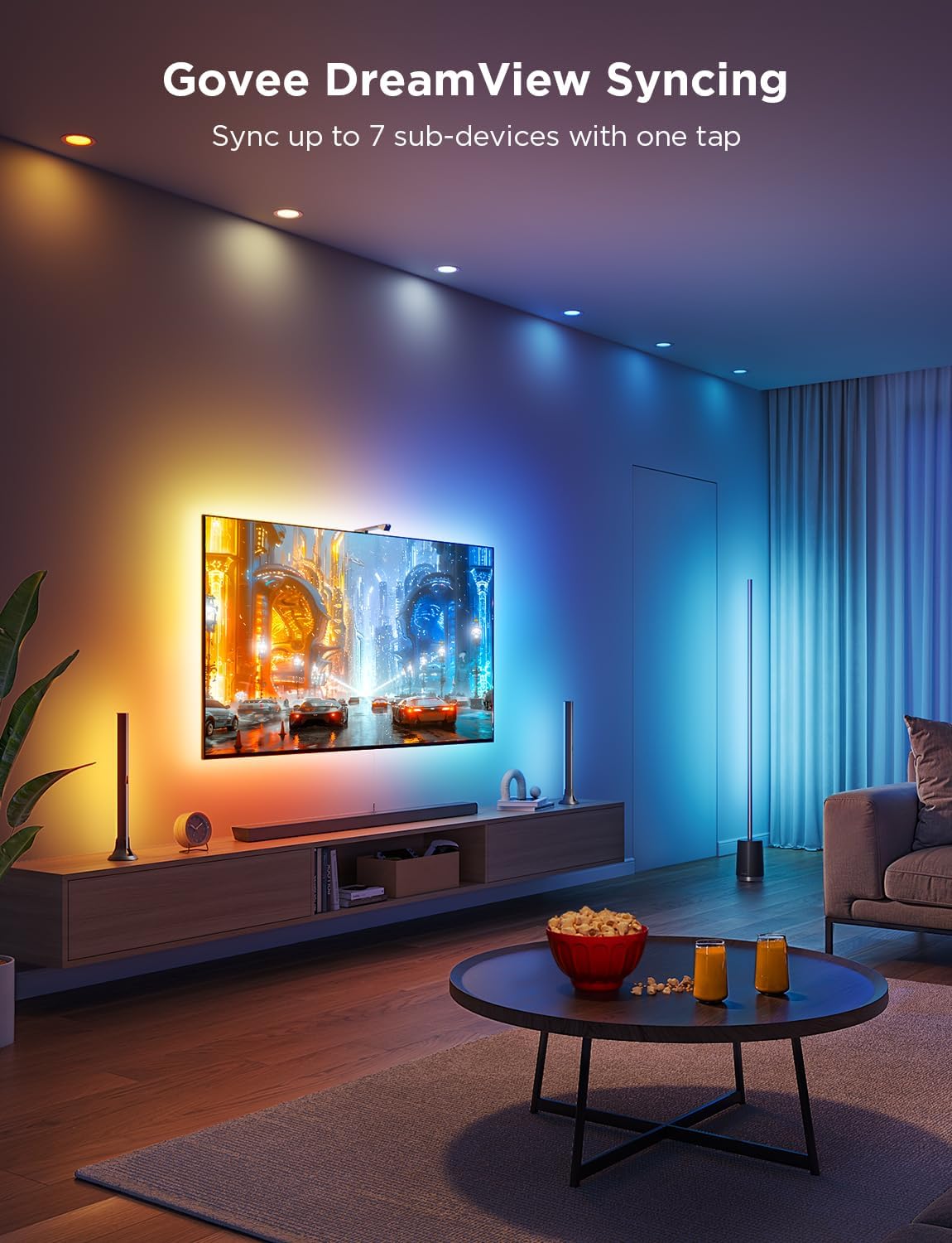 Govee TV Backlight 3 Lite Kit for 55–65 Inch TVs – RGBICW Smart LED TV Backlight with Camera, 11.8ft LED Strip & Dual 15-Inch Light Bars, App & Voice Control - PuriLite