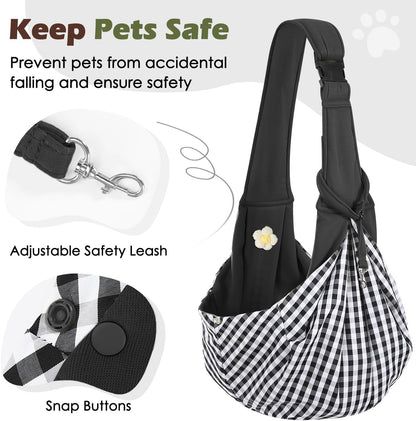 Pawaboo Small Dog Sling Carrier, Reversible Hands Free Dog Sling Carrier for Small Dogs and Cats, Puppy Sling Carrier with Adjustable Strap Buckle & Safety Harness, Puppy Essentials, Grey