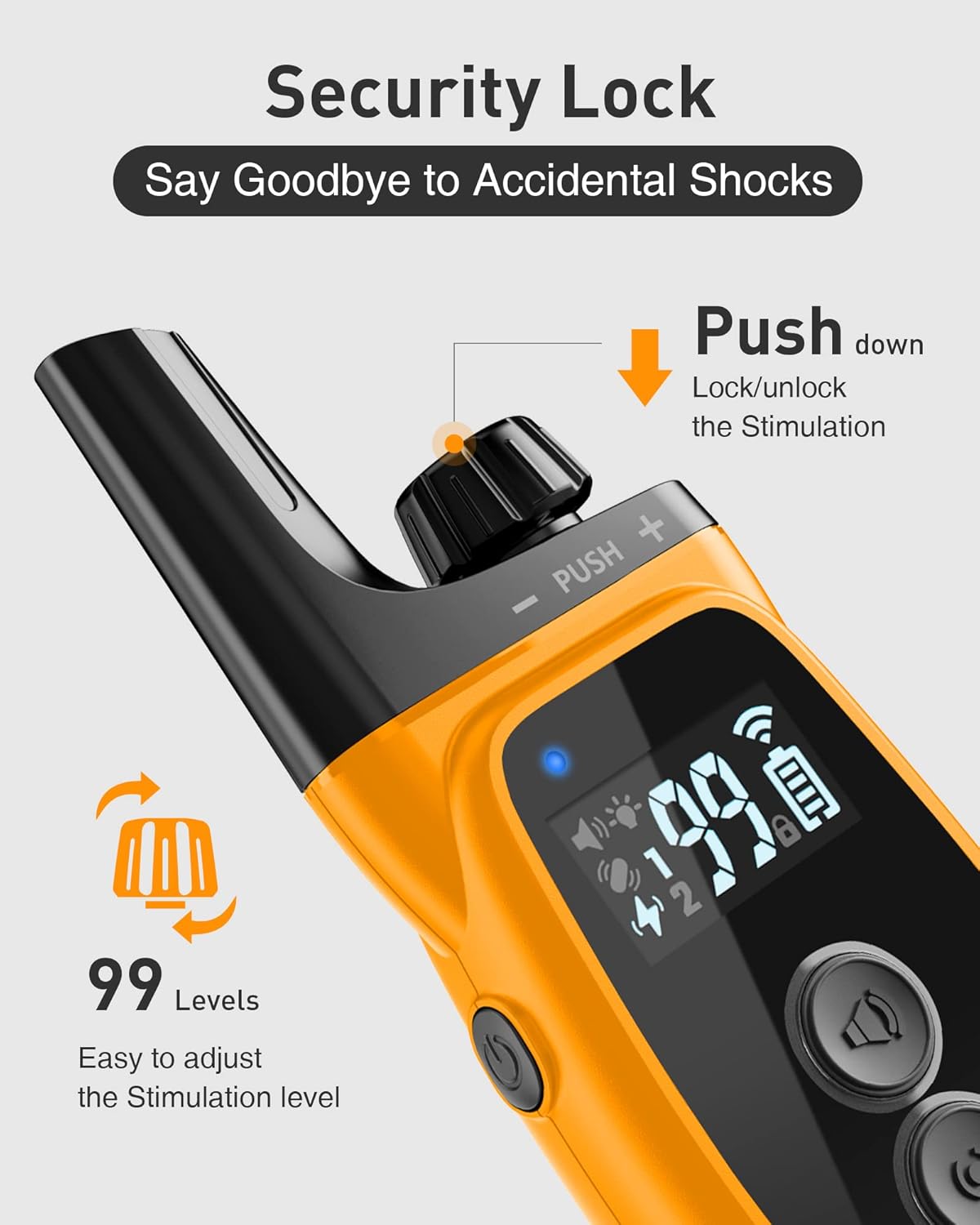ABBIDOT Shock Collar, 3300Ft Dog Training Collar, 5 Training Modes Dog Shock Collar with Remote, Waterproof Rechargeble Security Lock E Collar for Small Medium Large Dogs