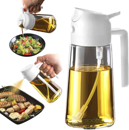 Purilite Select 470ml Glass Oil Sprayer &amp; Dispenser Bottle – 2-in-1 Flip Top