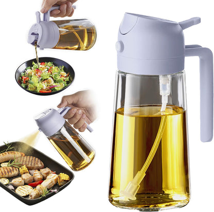 Purilite Select 470ml Glass Oil Sprayer &amp; Dispenser Bottle – 2-in-1 Flip Top