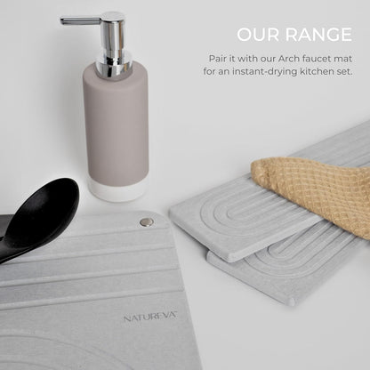 Natureva Home - Stone Dish Drying Mat | Super Absorbent, Quick Dry | Diatomite Mats for Kitchen Counter | Made of Natural Diatomaceous Earth | Absorbing Water Instantly | Design Tide | Colour Graphite