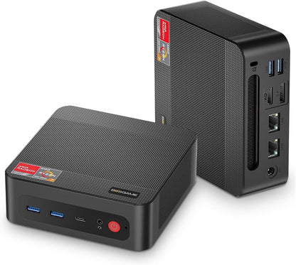 BOSGAME P4 Plus Mini PC Desktop Computers, AMD Ryzen 7 5825U (up to 4.5GHz), 32GB DDR4, 1TB PCIe SSD, Dual LAN 2.5G & Wi-Fi 6E & BT5.2, 4K Triple Display, Compact Silent PC for Gaming, Office, Design