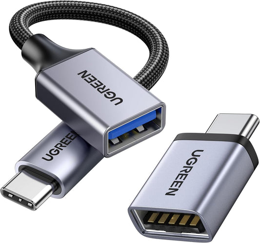 UGREEN USB C to USB Adapter 2 Pack, USB 3.2 Gen 2 10Gbps USB C Adapter USB C Male to USB 3.2 Female Adapter OTG Compatible with iPhone 15, Galaxy S24 S23 Ultra, MacBook Pro Air, iPad Pro Mini, Grey