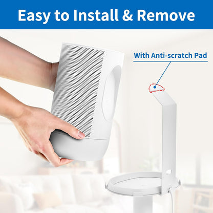 Yibracki Heavy Duty Floor Speaker Stand for Sonos Move, Move 2 - Metal, Universal Fit, White - 2952fb01-cb82-4888-a20f-4292af543512