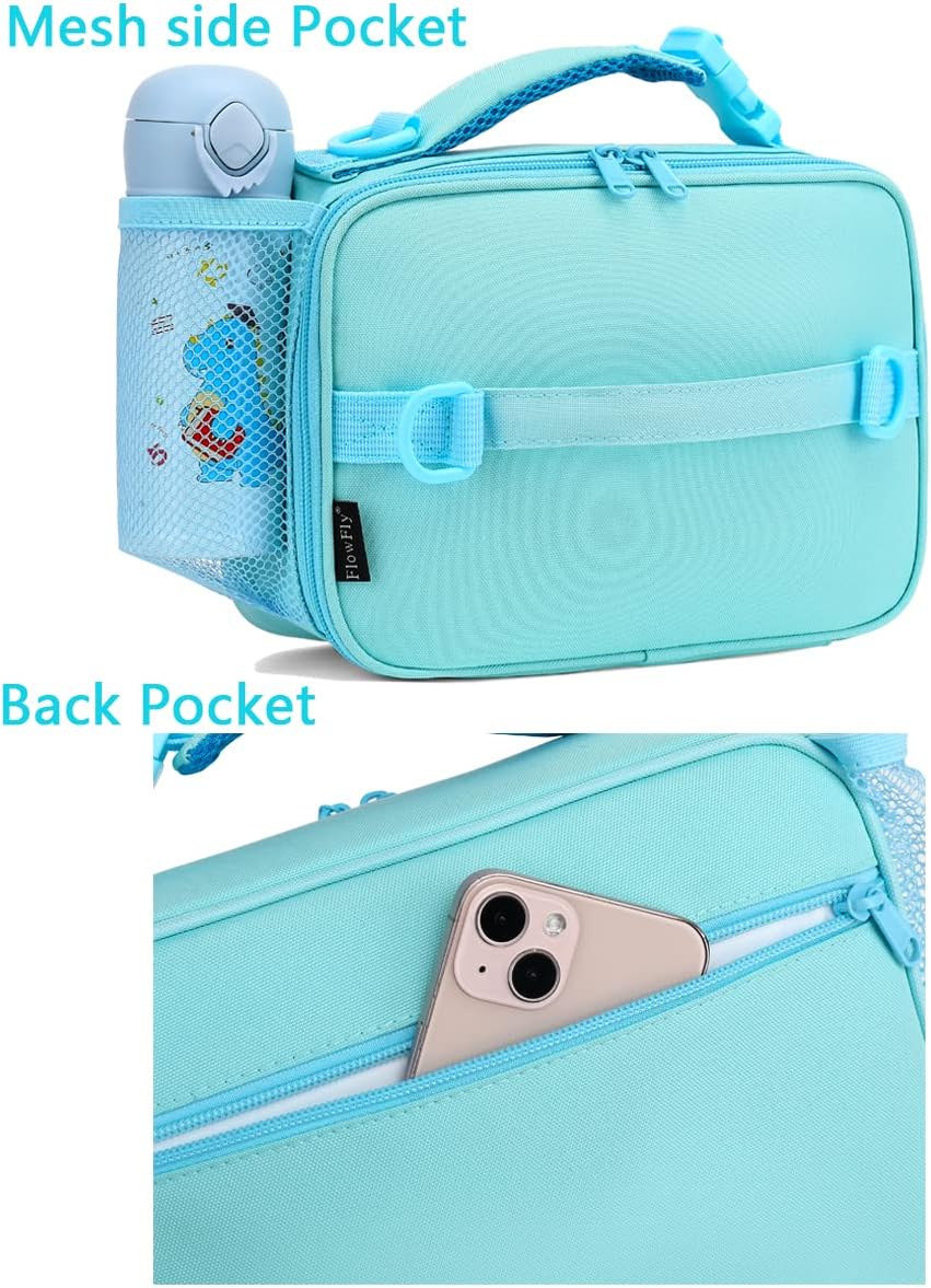 FlowFly Kids Lunch Box Insulated Soft Bag Mini Cooler Back to School Thermal Meal Tote Kit for Girls, Boys, Black