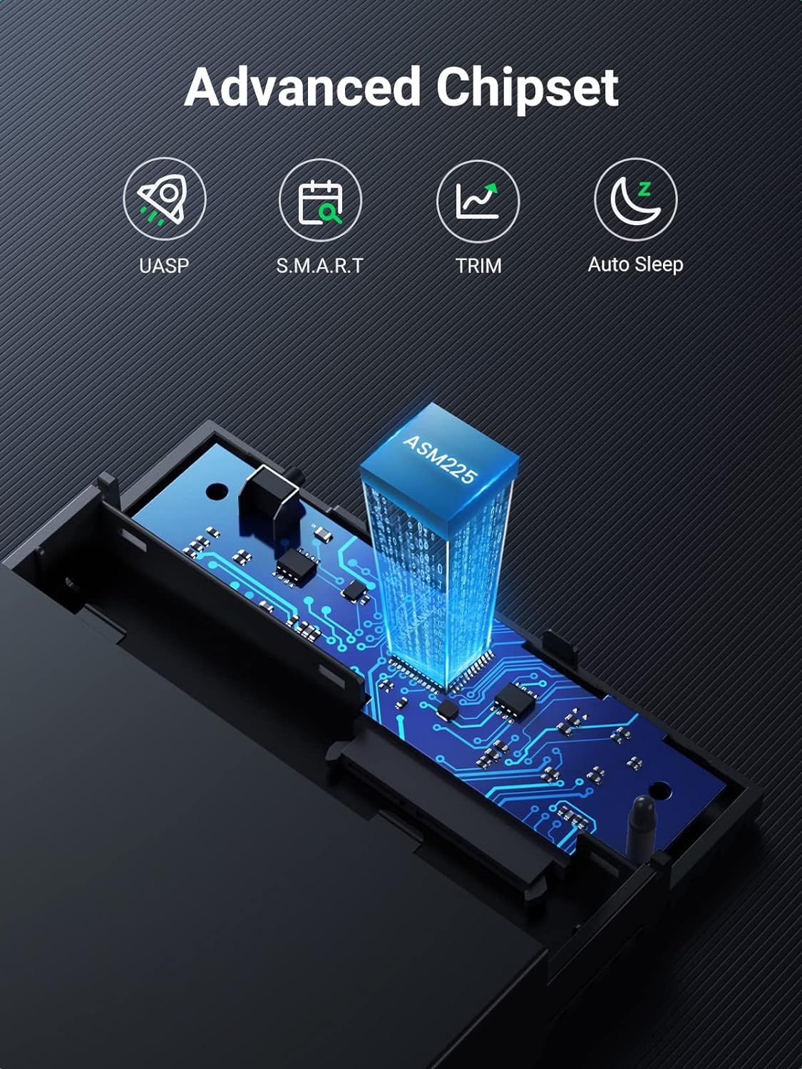 UGREEN Hard Drive Enclosure 3.5 2.5 Inch SSD Enclosure, USB 3.0 to SATA HDD Case with 12V Power Adapter, Fast 5Gbps with UASP for Windows, macOS, Linux, SATA III II I, Tool-Free, Heat Dissipation