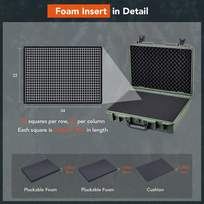 Lykus HC-4410 Waterproof Hard Case with Customizable Foam Insert, Interior Size 17.32x11.42x4.72 in, Suitable for up to 16" Laptop,Starlink Mini,Keyboard,Drill,Audio Mixer,mic,Flashlight,and More