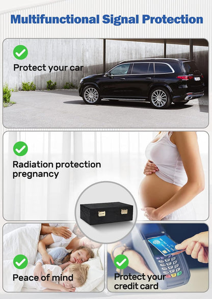 Samfolk Faraday Box with Faraday Pouchs, Faraday Box for Car Keys,RFID Key Fob Protector Anti-Theft Key Fob Box, Anti-Theft Cages for Car Keys, Phone and Credit Card