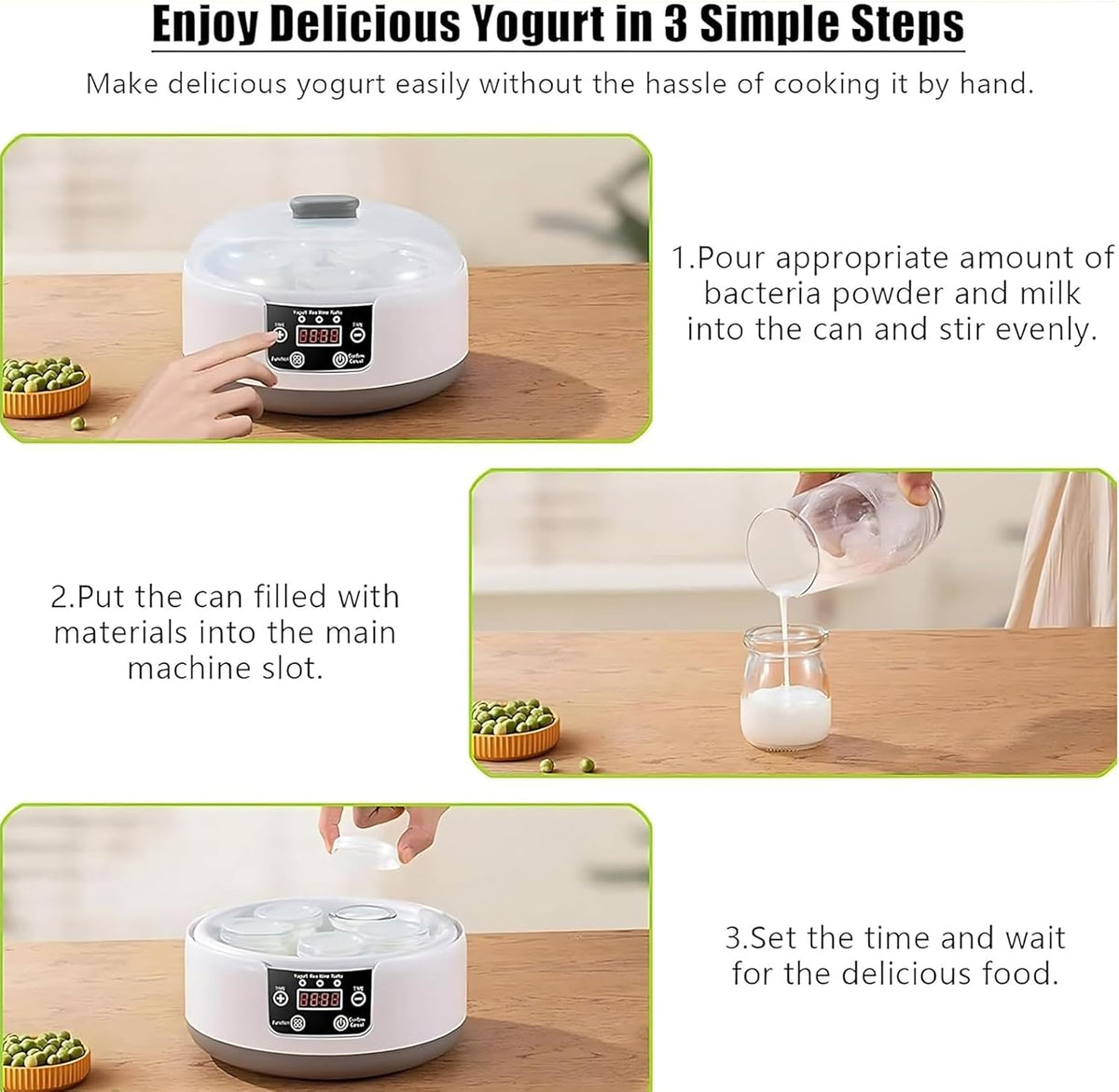 Digital Yoghurt Maker, 2025 New Probiotic 1.2L Yogurt Maker Machine with 5pcs Cup, 36 Hour Constant Temperature Control, Led Display Adjustable Time, for Homemade Yogurt/Natto/Rice Wine/Fermentation