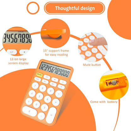 VEWINGL Mechanical Switch Calculator, 12 Digit Large LCD Display and Buttons, Great for Everyday Life and Basic Office Work, with Battery