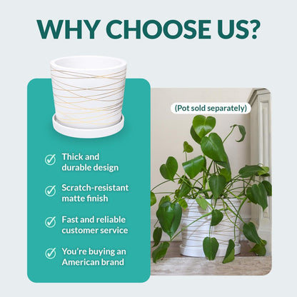 Heavy Duty Ceramic Black Plant Saucer - with Silicone Feet for Added Surface Protection - Scratch-Resistant Plant Drip Trays for Pots 8.3" at the Base or Less, Plant Plate, 7-8 Inch Plant Saucer