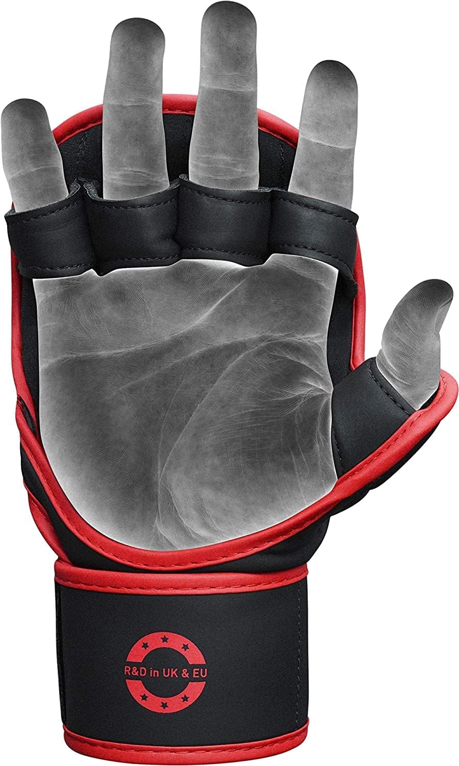 RDX MMA Gloves Sparring Grappling, Hybrid Open Palm Martial Arts Mitts Men Women, Maya Hide Leather Wrist Support, Cage Fighting Combat Sports, Muay Thai Training, Punching Bag and Kickboxing