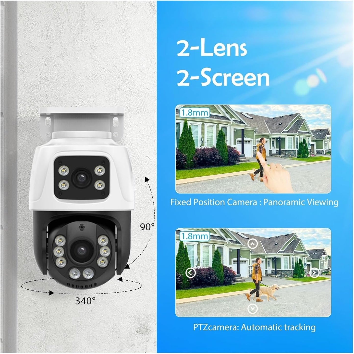 H.265 8CH 4CH 6MP POE NVR Kit Security Camera System | Dual Lens PTZ 2 Way Audio IP Camera Outdoor Video Surveillance Set(1T,8CH NVR 8pcs Cam kit)