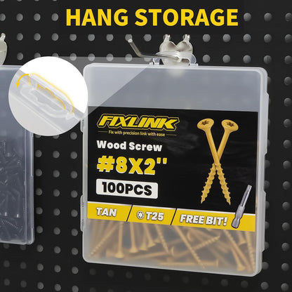 Wood Screws 3 Inch, FIXLINK Deck Screws #10 x 3, 310pcs, Epoxy Coated, T25 Star Bit Above 1500 Hour Salt Spray Coating Outdoor Decking Screws Excellent Rust Resistant for Outdoor Wood Fence