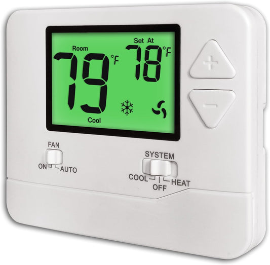 Heagstat Non-Programmable Thermostats for Home Single-Stage 1 Heat/ 1 Cool (with Green Backlight)