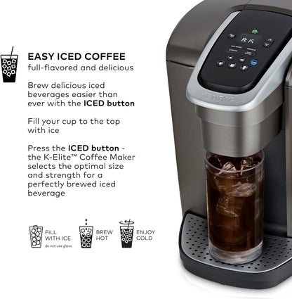 Keurig K-Elite K Single Serve K-Cup Pod Maker, with Strong Temperature Control, Iced Coffee Capability, 12oz Brew Size, Brushed Slate