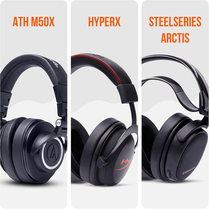 WC PadZ - The Ultimate Upgraded Earpads by Wicked Cushions - Compatible with Audio Technica, HyperX, SteelSeries Arctis & More - Extra Thick - Bigger Opening - Softer Memory Foam | (Black)