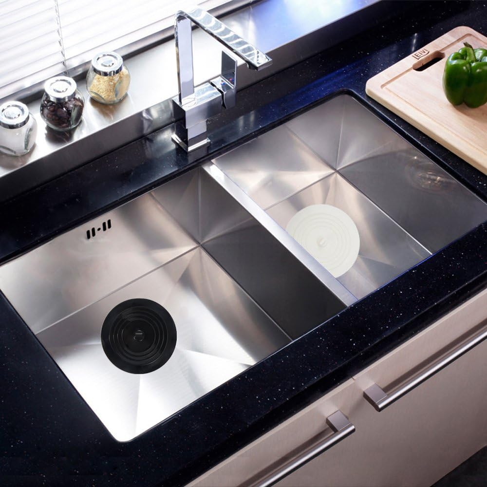 V-TOP Tub Stopper 2 Pack, 6 inches Large Silicone Drain Plug Hair Stopper Flat Suction Cover for Kitchen Bathroom Accessories and Laundry