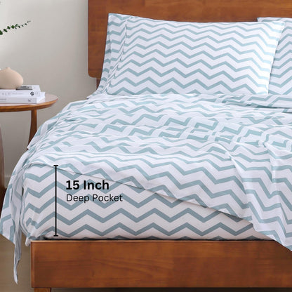 Lane Linen 100% Organic Cotton Queen Sheet Set, 4-Piece Percale Bed Sheets for Queen Bed - Soft, Breathable, Hypoallergenic, Deep Pocket Fits Mattress Up to 15" Deep, Hotel Quality Sheets - White