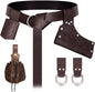 6 PCs Medieval Renaissance Sword Belt Set - Pirate Costume Accessories with Skirt Hike Viking Horn Sword Frog Dagger Holster