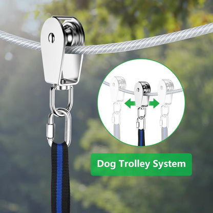 XiaZ Dog Runner Cable Dog Run Trolley Tie Out Cable Dog Chains for Outside Yard Camping Up to 250 Pound, 20 Feet