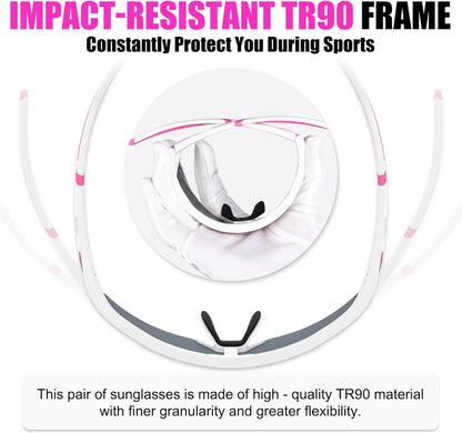 X-TIGER Polarized Cycling Glasses with 5 Interchangeable Lenses,MTB Biking Baseball Running Sports Sunglasses for Men Women