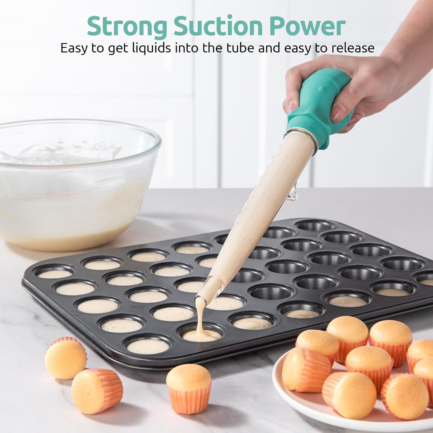 U-Taste 1.5oz Angled Turkey Baster - 228.2ºF Heat Resistant Food Grade Silicone Large Octopus Bulb Baster Set with Cleaning Brush for Cooking Basting Meat Poultry Beef Chicken (Black)