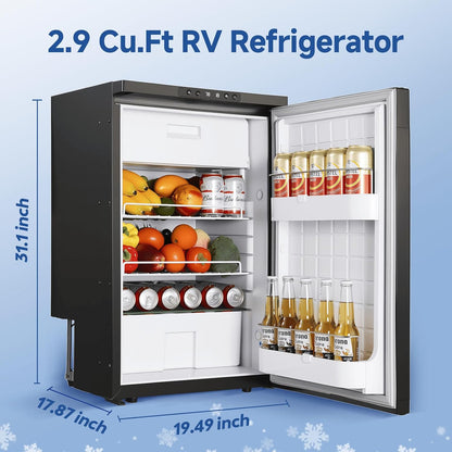 BODEGACOOLER 12V Fridge, RV Refrigerator, 12 Volt Fridge Freezer 83L, 2.9 Cu.Ft Dual Zone Car Refrigerator with Reversible Door,Lock, -4 to 46℉ APP Control Electric Cooler for Travel Outdoor Camping