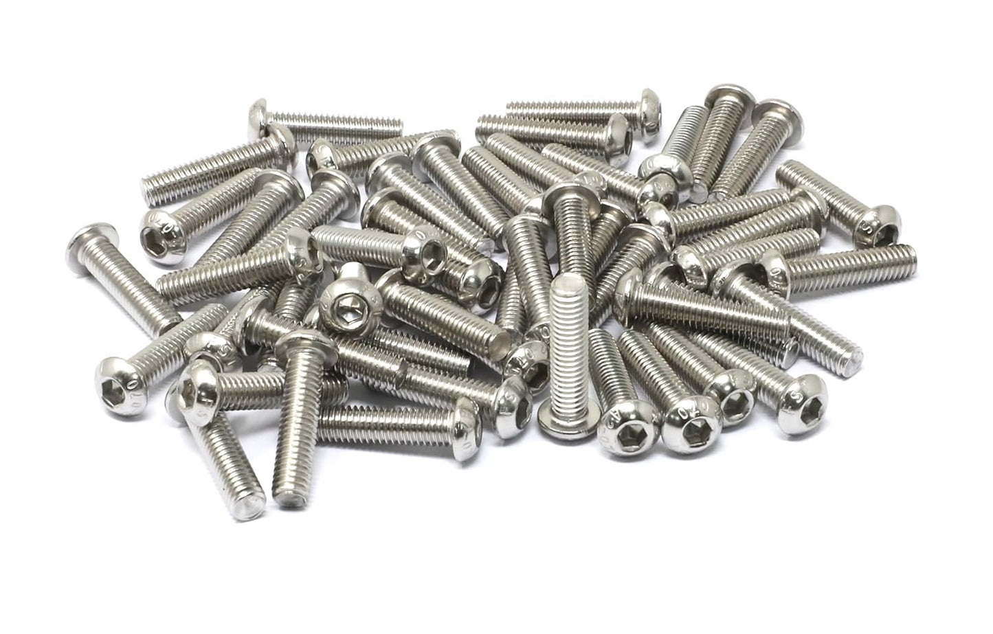 iexcell 50 Pcs M6 x 20mm Thread Pitch 1 mm Stainless Steel 304 Hex Socket Button Head Cap Screws Bolts Kit