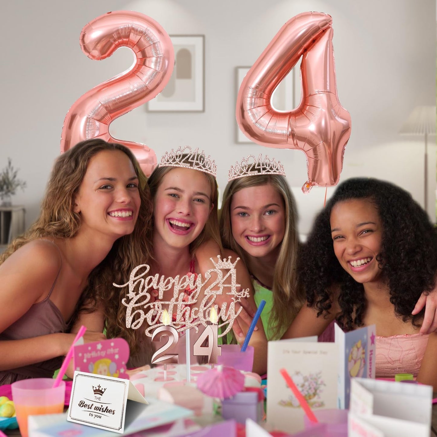 65th Birthday Decorations for Women, Including 65th Birthday Sash and Crown, Cake Topper and Candles, Number Balloons Rose Gold, 65 Year Old Gifts for Women