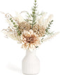 Mkono Small Artificial Flowers in Ceramic Vase 13.5 Inch Coffee Table Decor Silk Floral Arrangements for Home Decor Fake Flowers Bouquet for Bathroom Dining Room