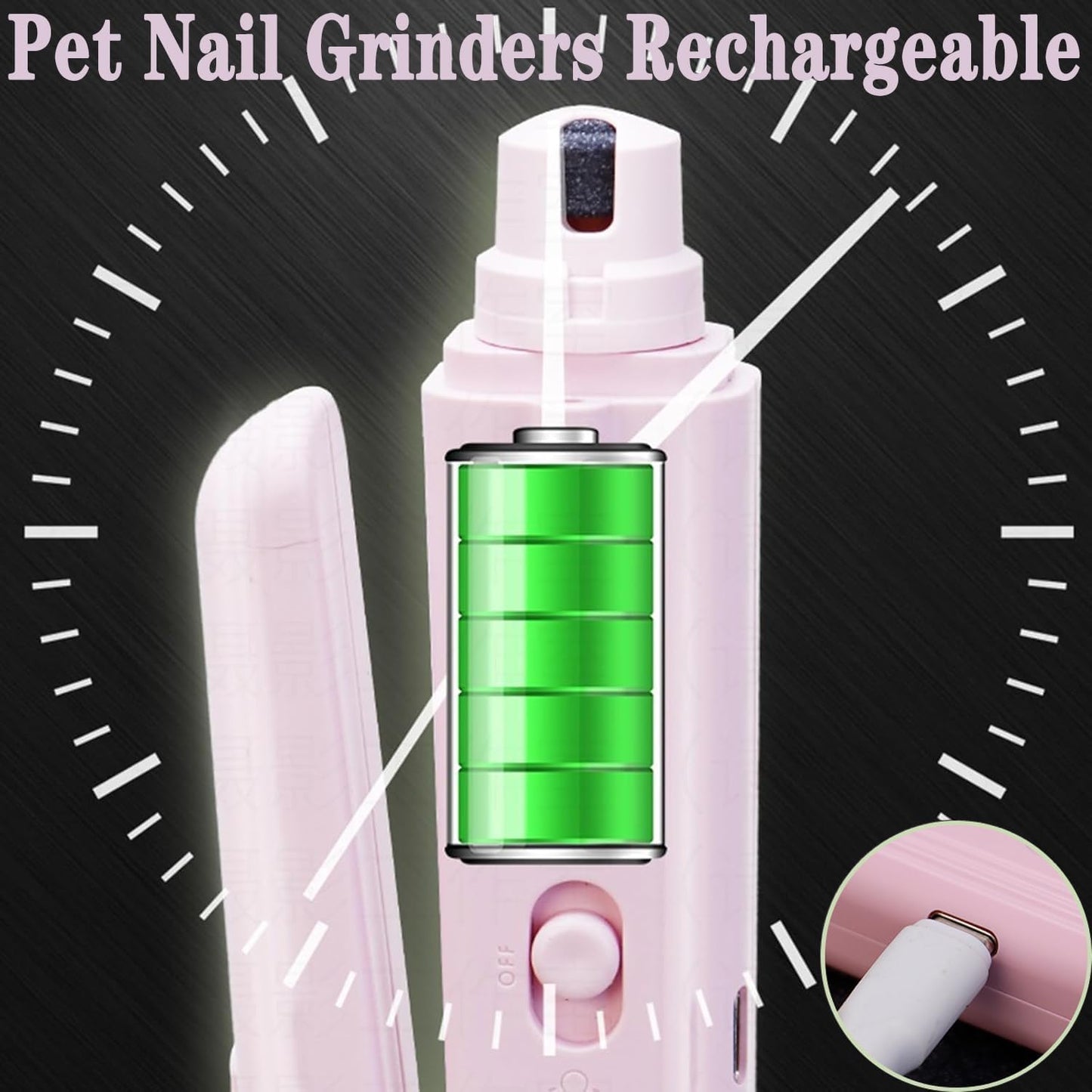 Pupnourish Nail Trimmer, Pupnourish Nail Clippers, 2 in 1 Rechargeable Electric Nail Clipper and Grinder with Light, Safe and Precise Dog & Cat Nail Grooming Tool (Green)